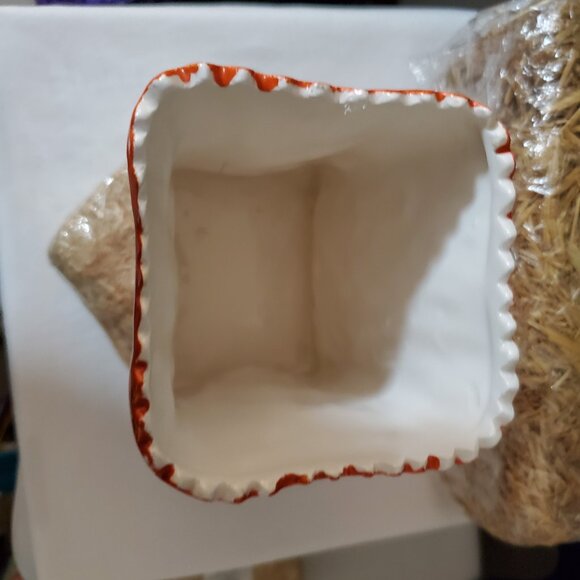 Vintage 90’s Ceramic Pumpkin Jack-o’-Lantern Vase Resembling Trick or Treat Bag - Picture 6 of 7